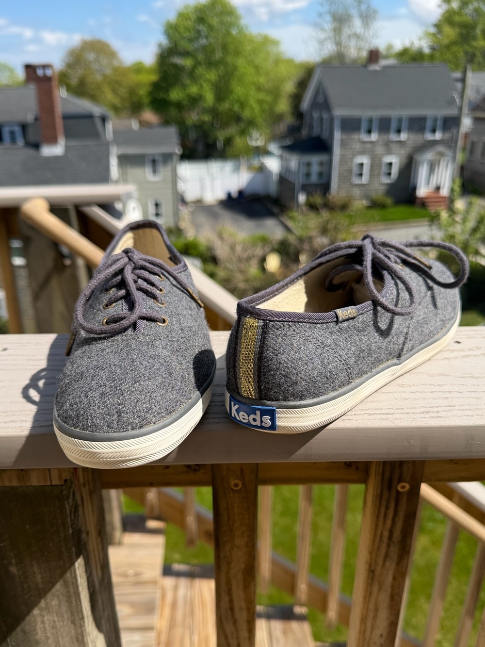 Women’s Keds Champion Wool Blend Sneakers Charcoal Gray Gold Metallic Detail 7.5